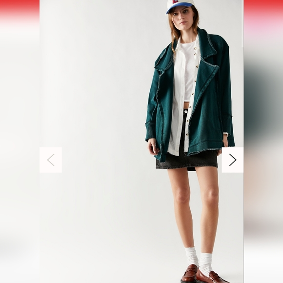 RARE!! NWT FREE PEOPLE Loui Cardi Deep Teal Green Oversized We The Free